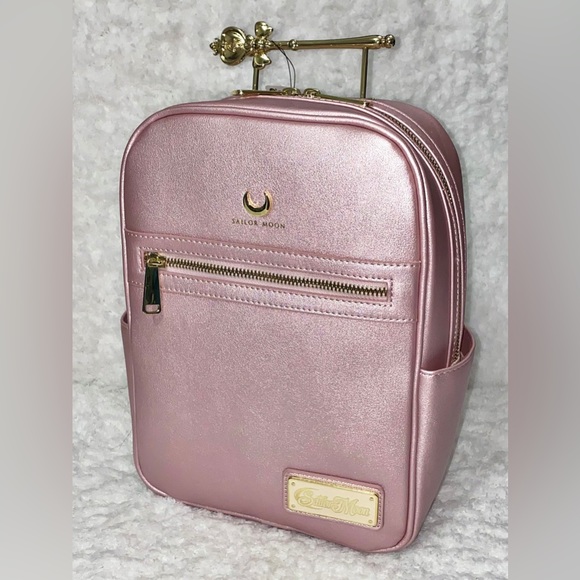 LOUNGEFLY SAILOR MOON SPIRAL HEART MOON ROD MINI BACKPACK - Picture 5 of 8